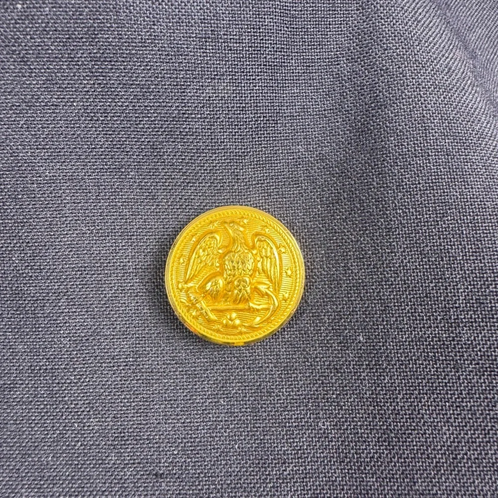 Vintage Mens Navy Blue Double Breasted Blazer Gold Eagle‎ Crest Buttons Nautical